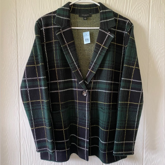 NWT Ann Taylor Plaid Sweater Blazer Sz LP - Picture 4 of 4